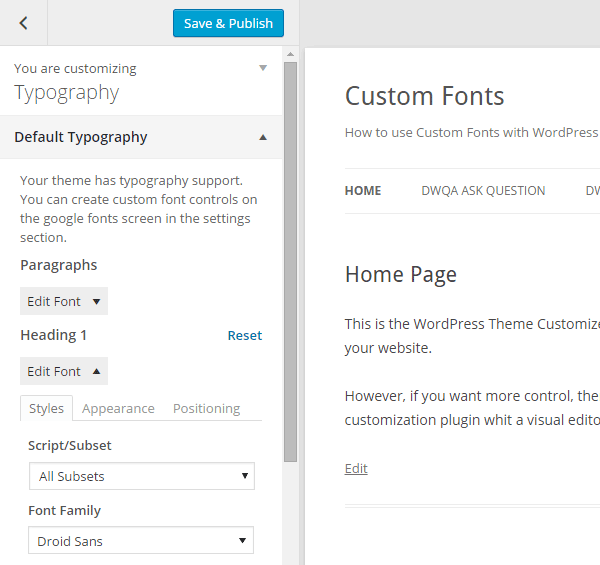 Easy Google Fonts Customizer