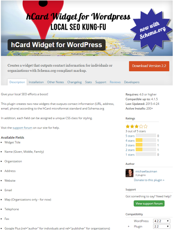 hCard Widget for WordPress