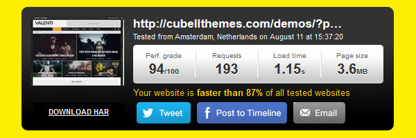 Premium Theme Site Speed Test