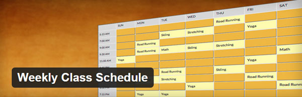 Personal Trainer Website Weekly Class Schedule