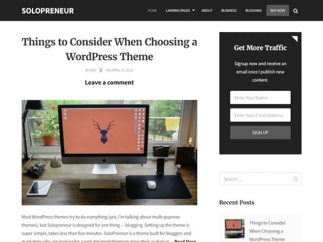 Solopreneur: WordPress Theme for Bloggers & Marketers