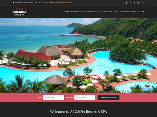 Arcadia Hotel WordPress Theme