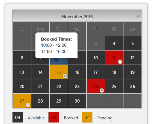 Booking Caendar