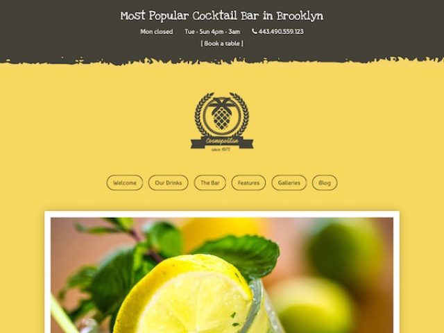 Cosmopolitan – Bar, Winery, Restaurant WordPress Theme