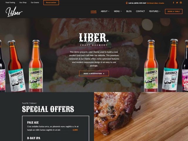 Liber – Restaurant, Pub, Bar WordPress Theme
