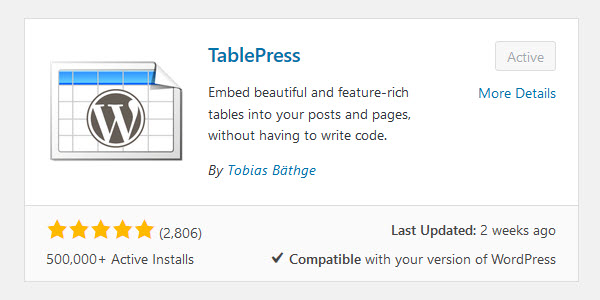 Install TablePress