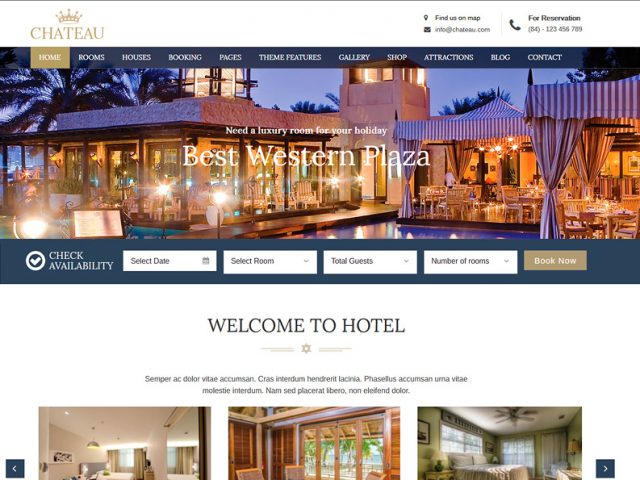 Chateau Accommodation Booking WordPress Theme